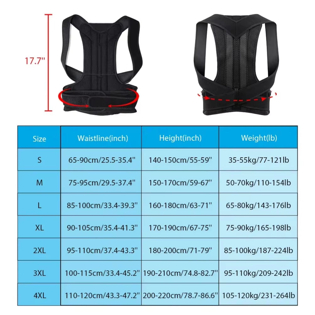 Posture Corrector for Men and Women, Adjustable Full Back Brace Support Shoulder Straightener for Improving Posture, Back Relief