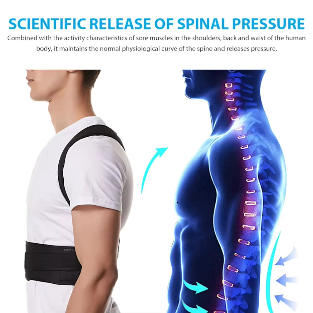 Posture Corrector for Men and Women, Adjustable Full Back Brace Support Shoulder Straightener for Improving Posture, Back Relief